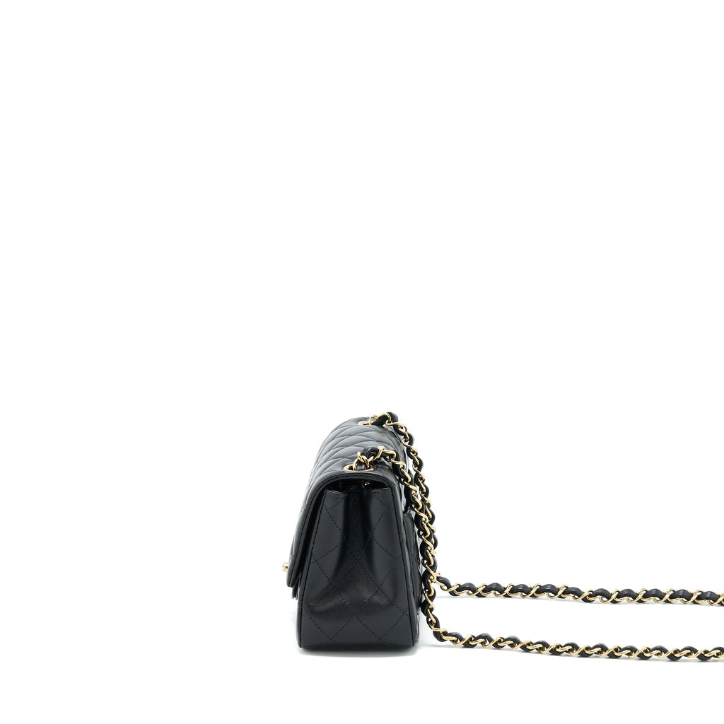 Chanel Mini Square Flap Bag Lambskin Black  (Microchip)