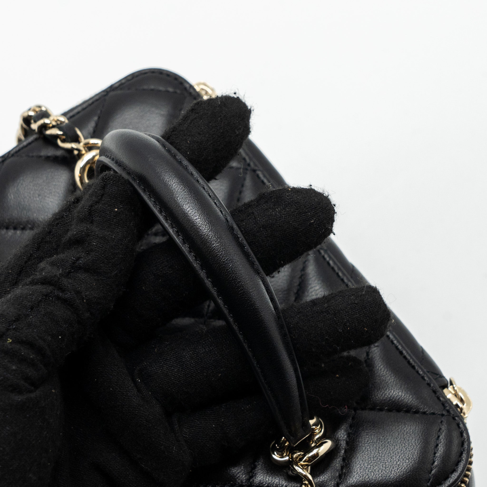 Chanel Top Handle Long Vanity With Chain Lambskin Black L(Microchip)