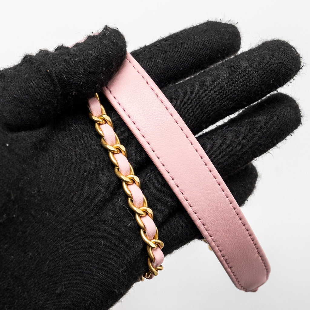 Chanel top handle vanity bag with chain tweed pink  (Microchip)
