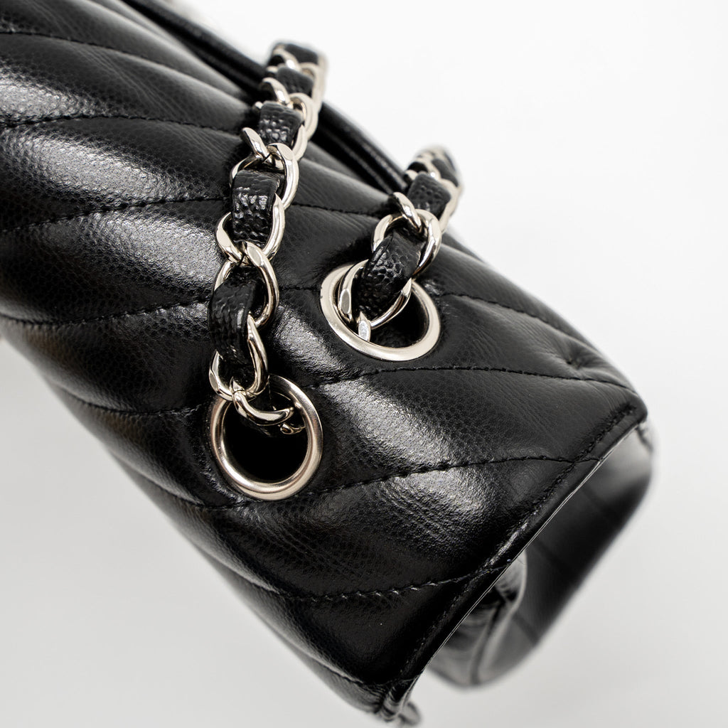 Chanel Medium Classic Double Flap Bag Chevron Caviar Black