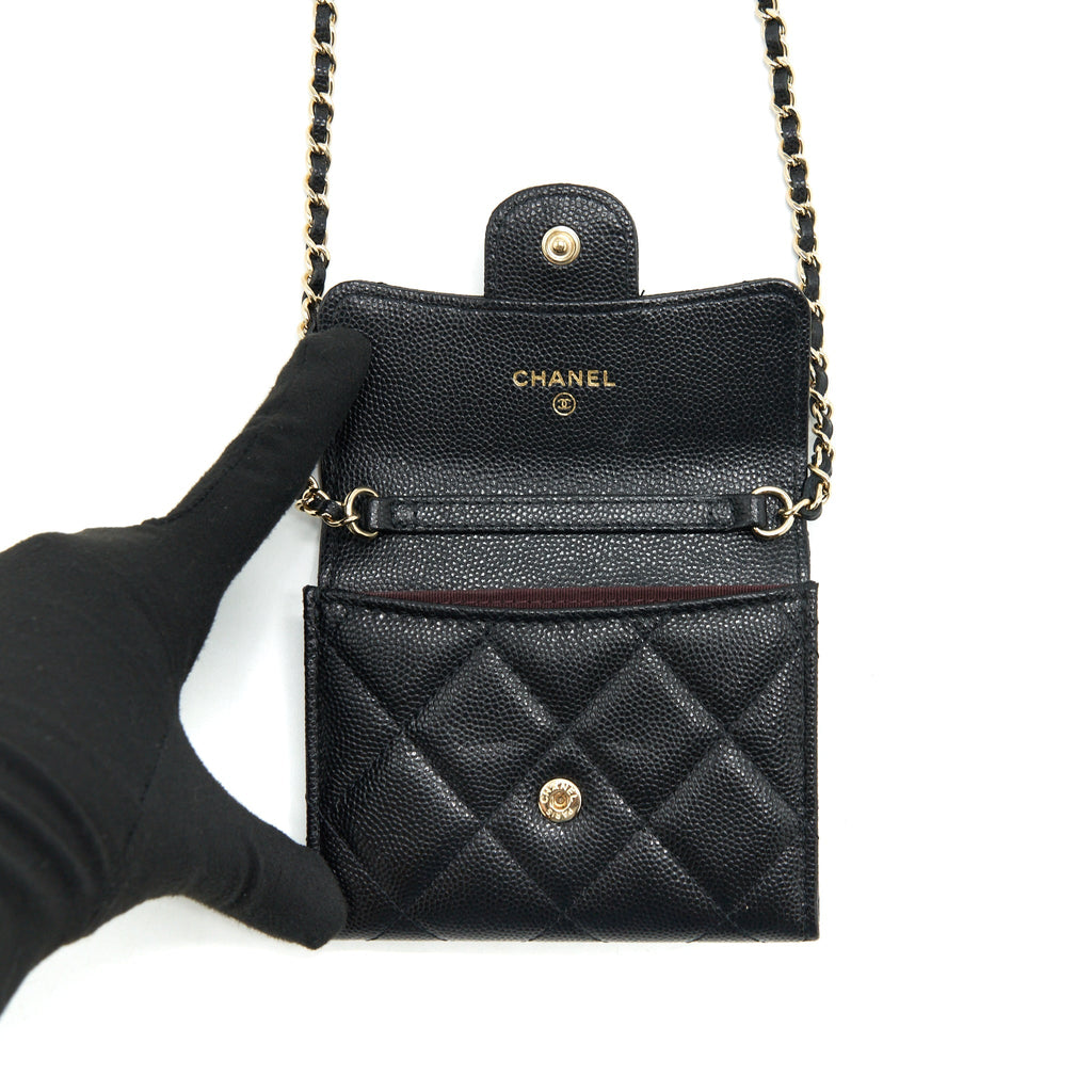 Chanel Classic Card holder with Chain Caviar black L