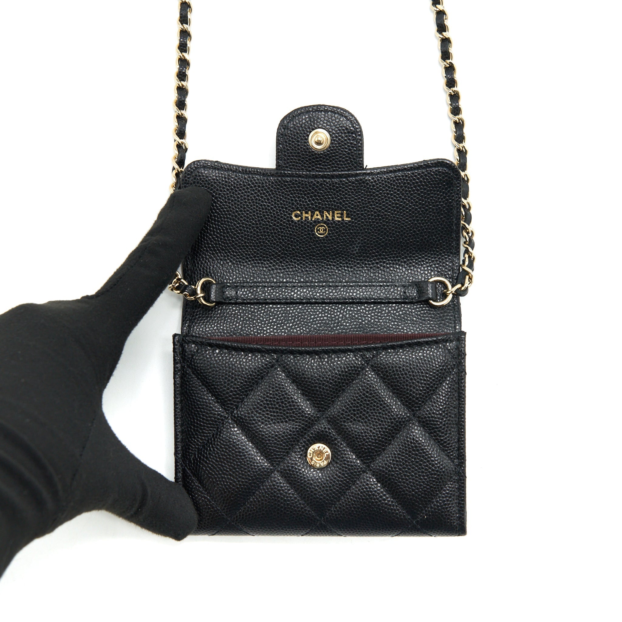 Chanel Classic Card holder with Chain Caviar black L
