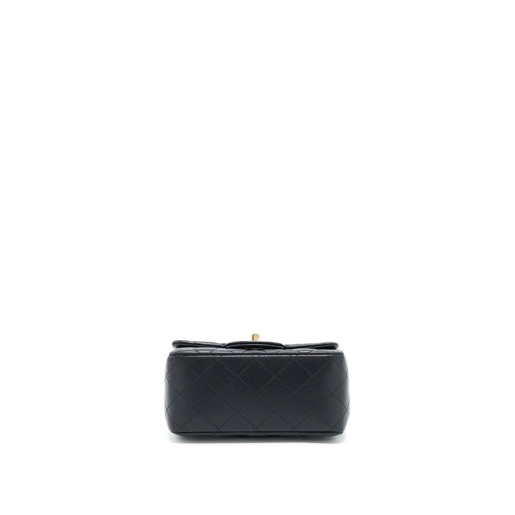 Chanel Mini Square Flap Bag Lambskin Black  (Microchip)