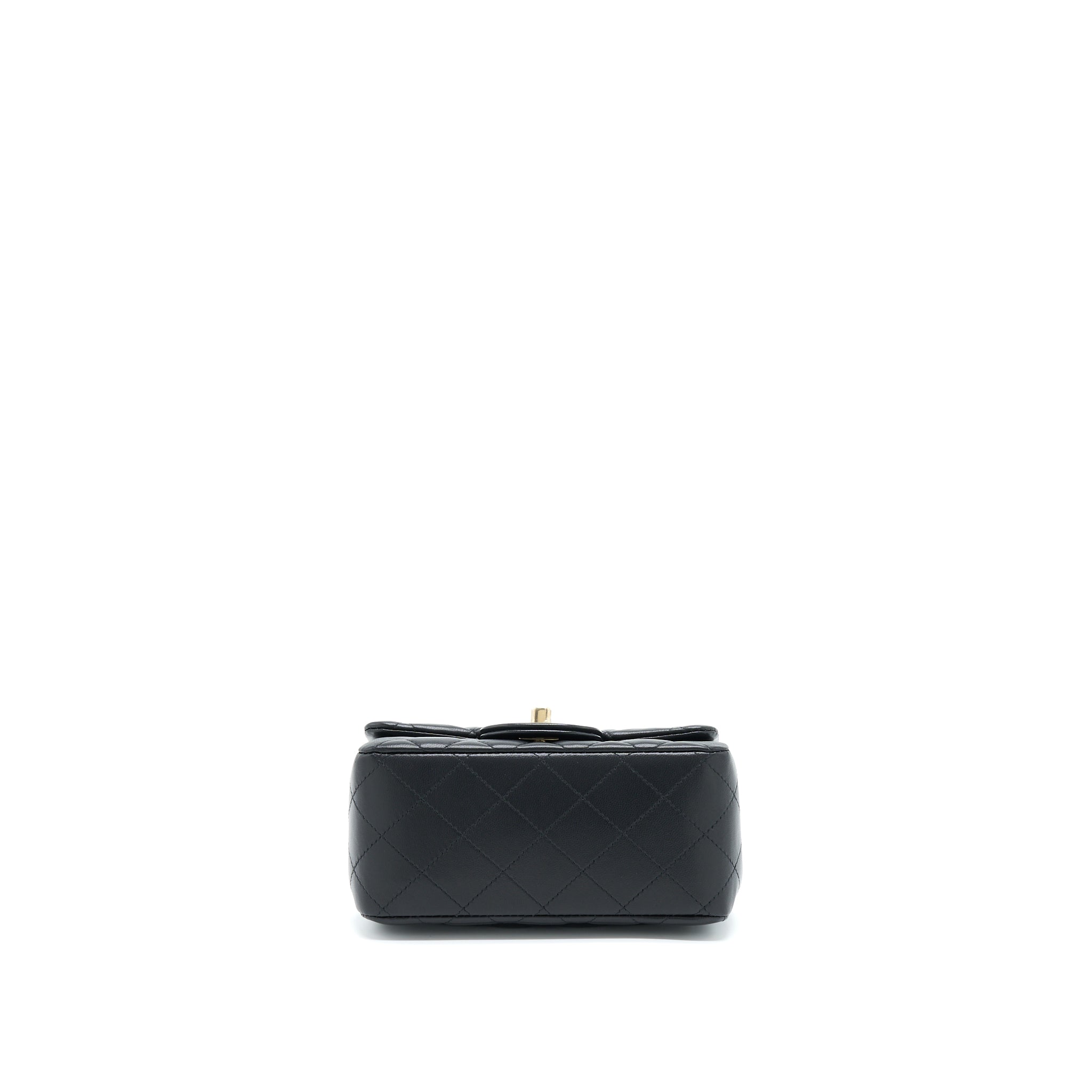 Chanel Mini Square Flap Bag Lambskin Black  (Microchip)