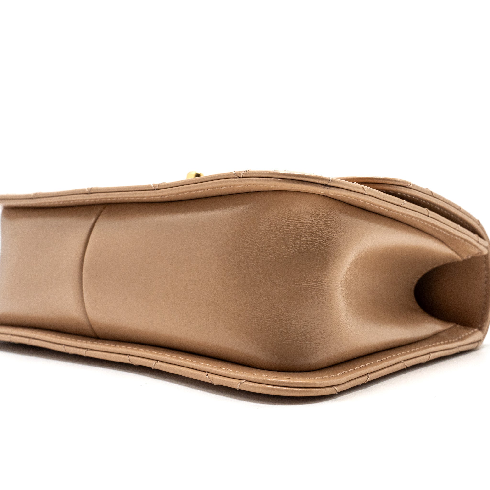 Chanel 21A Gold Crush Flap Bag Calfskin Beige  (Microchip)