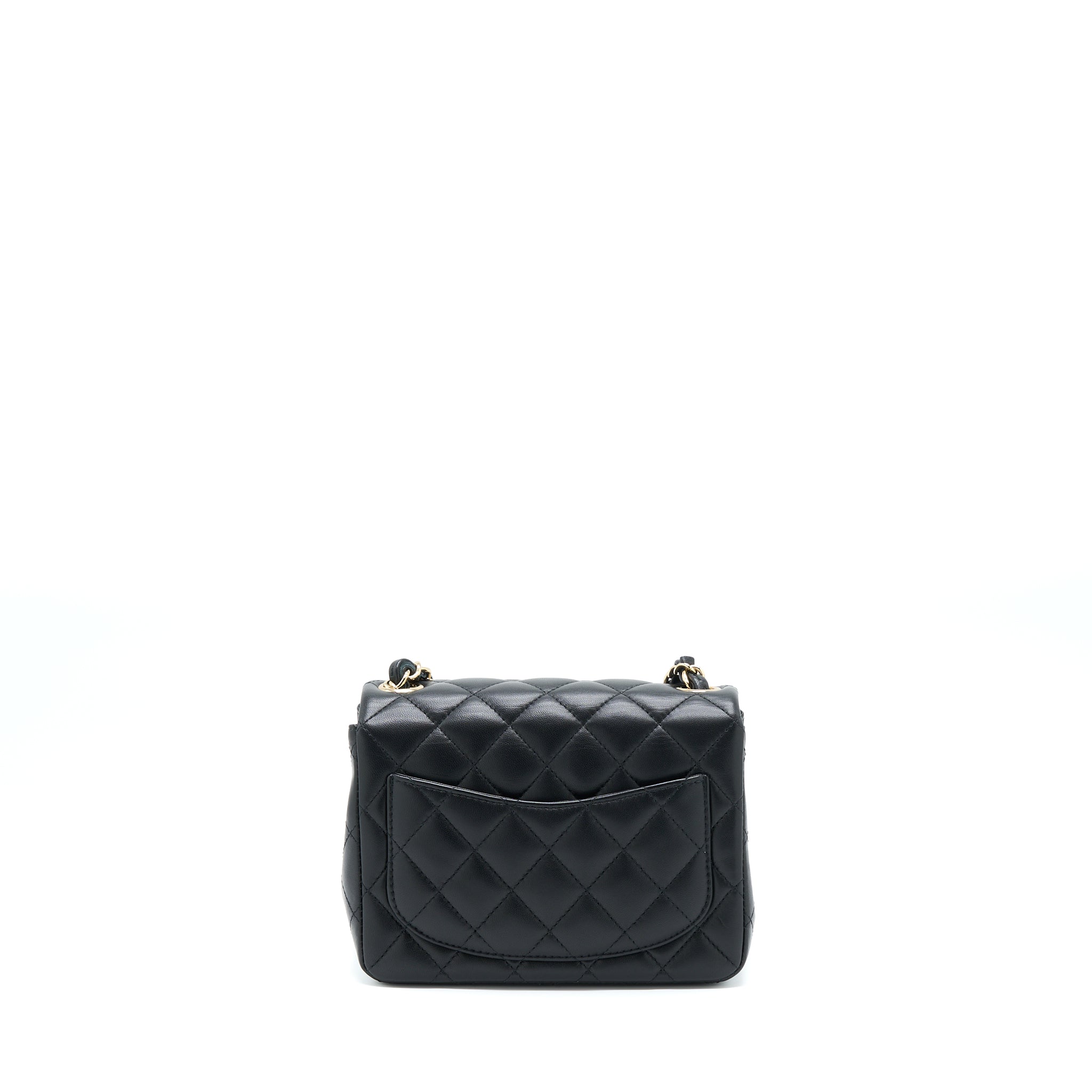 Chanel Classic Mini Square Flap Bag Lambskin Black L (Microchip)