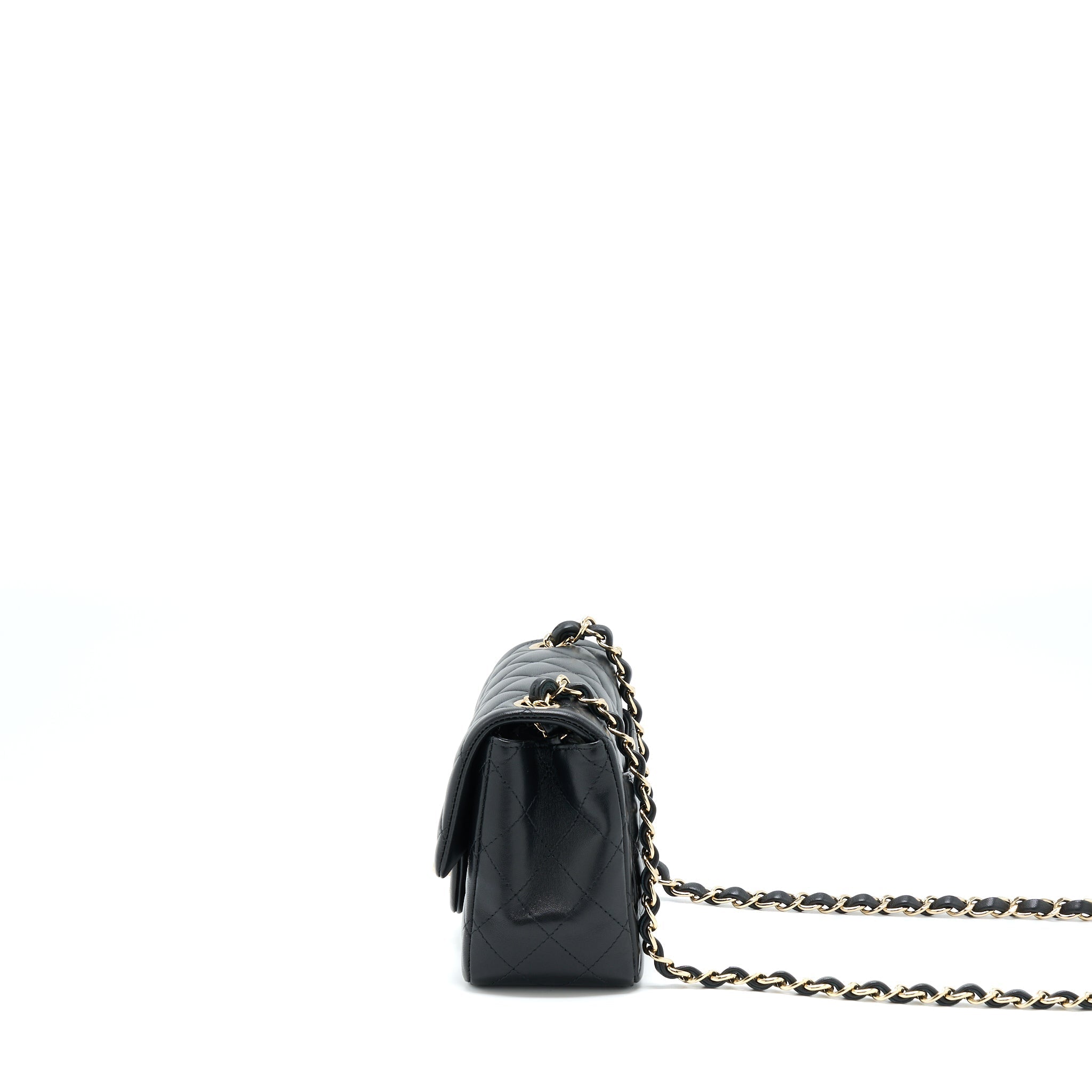 Chanel Classic Mini Square Flap Bag Lambskin Black L (Microchip)
