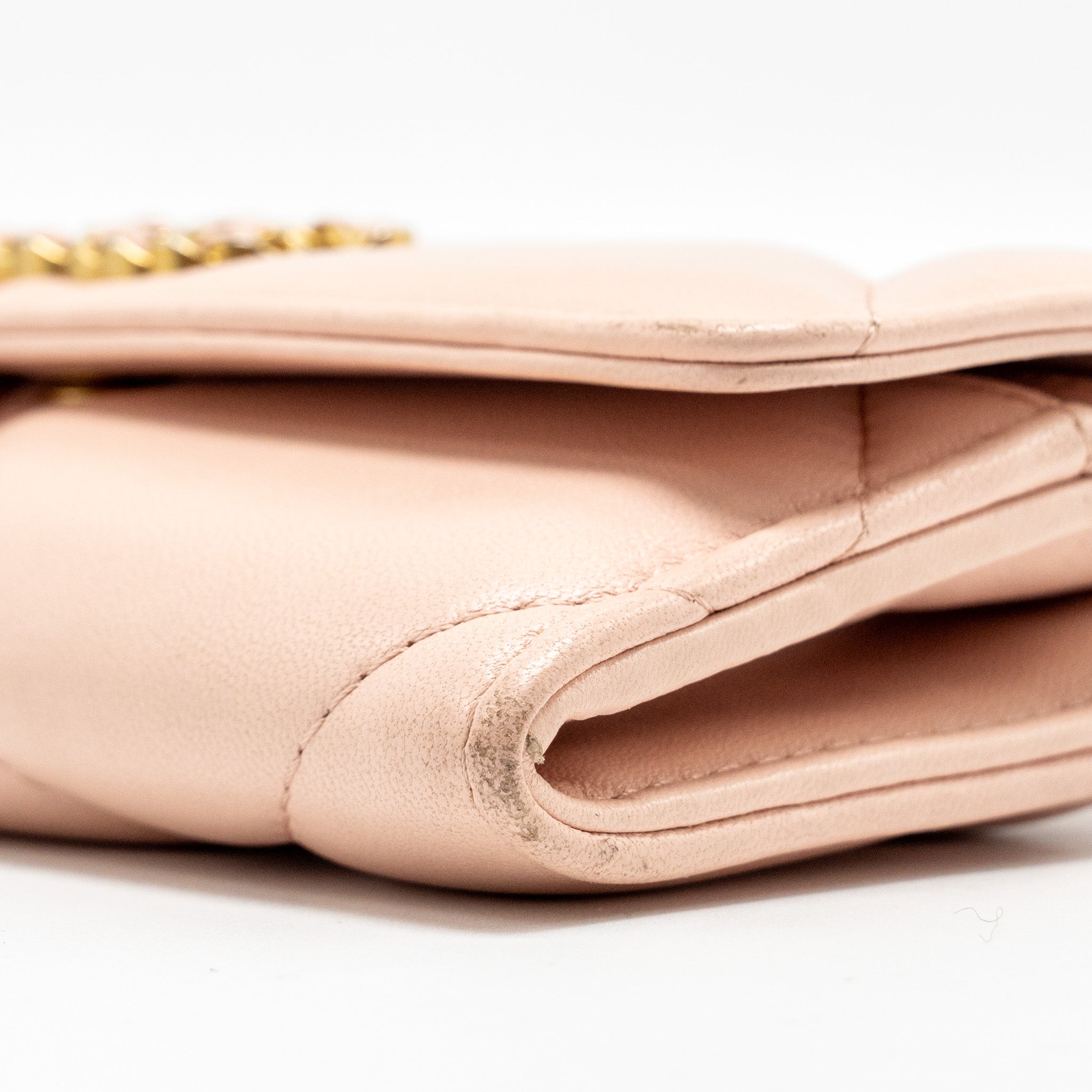 Chanel 19 Long Flap Wallet Lambskin Pink  (Microchip)