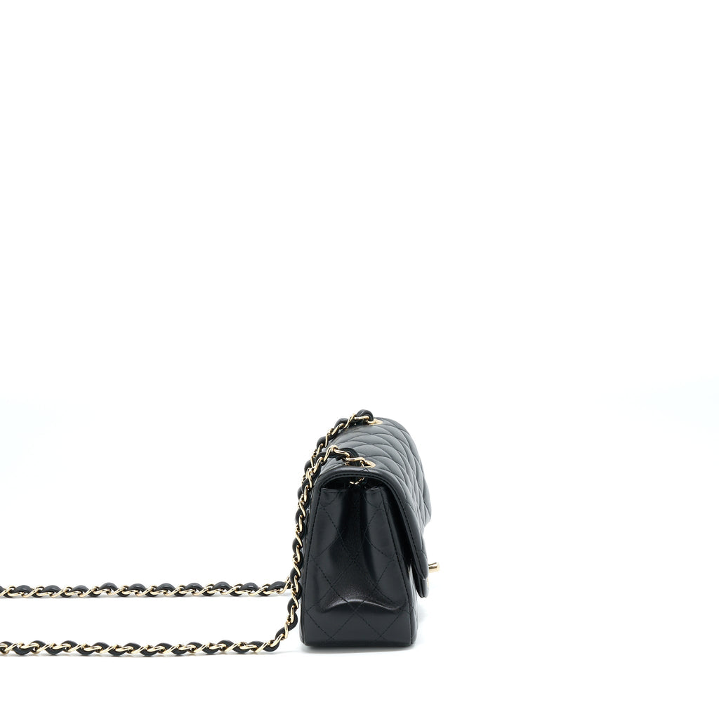 Chanel Classic Mini Square Flap Bag Lambskin Black L (Microchip)