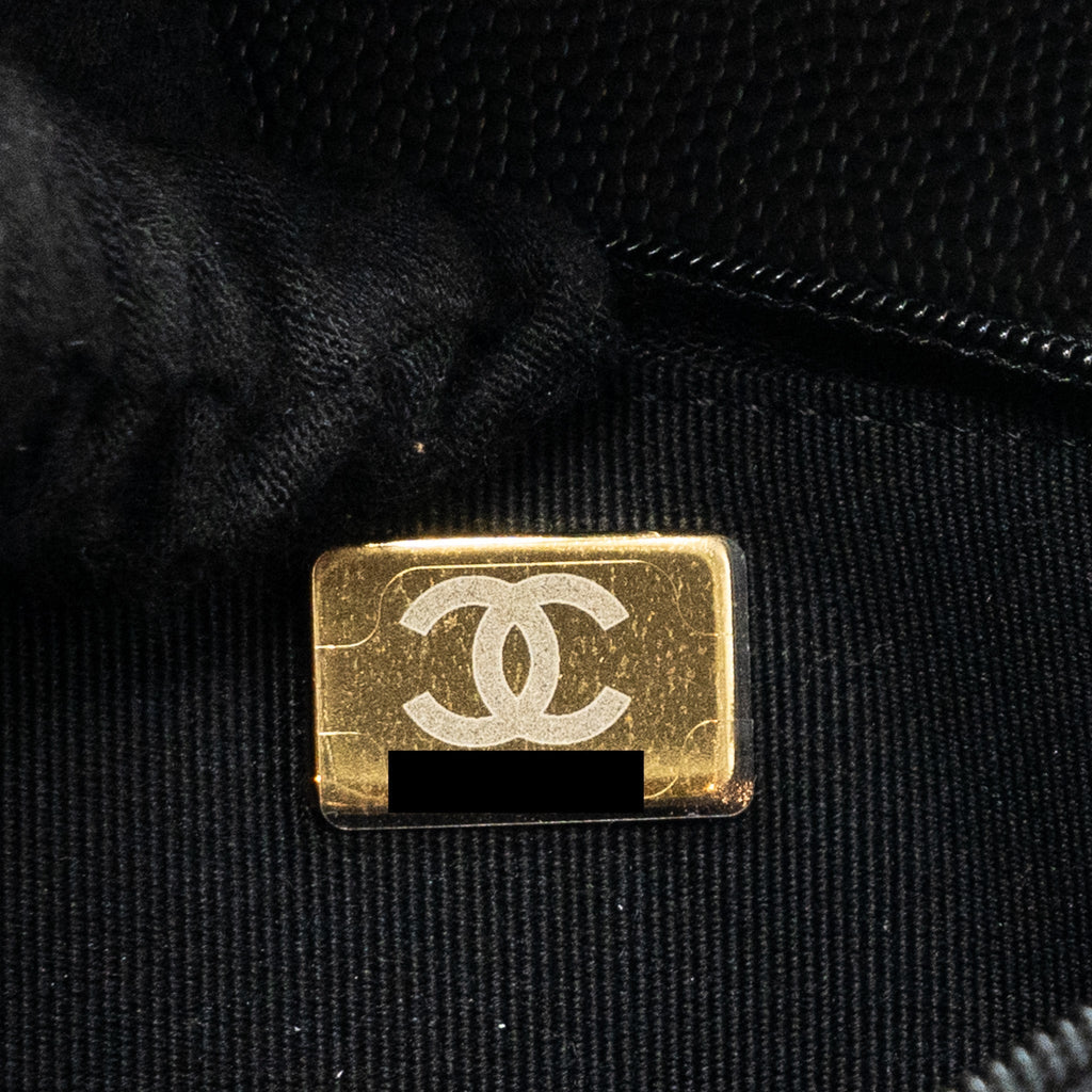 Chanel 23k Detailed CC Logo Wallet On Chain Caviar Black L (microchip)