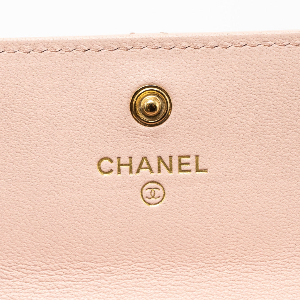 Chanel 19 Card Holder Lambskin Light Pink  (microchip)