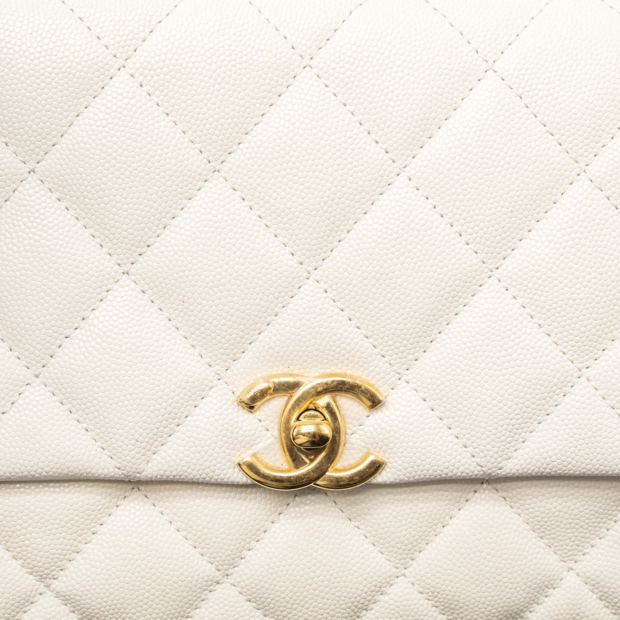 Chanel 21K Coco First Caviar White Brushed  (Microchip)