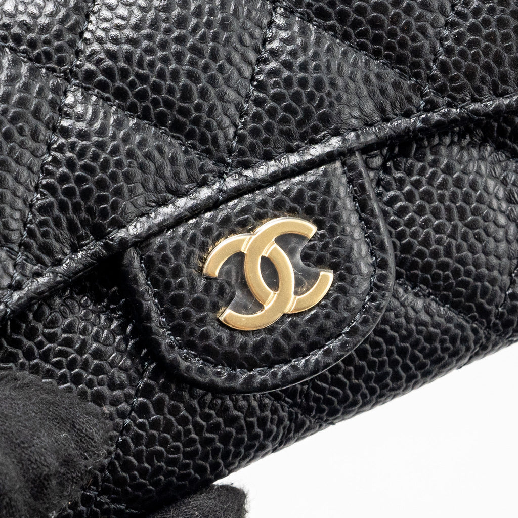Chanel Classic Flap Card Holder Caviar Black  (Microchip)