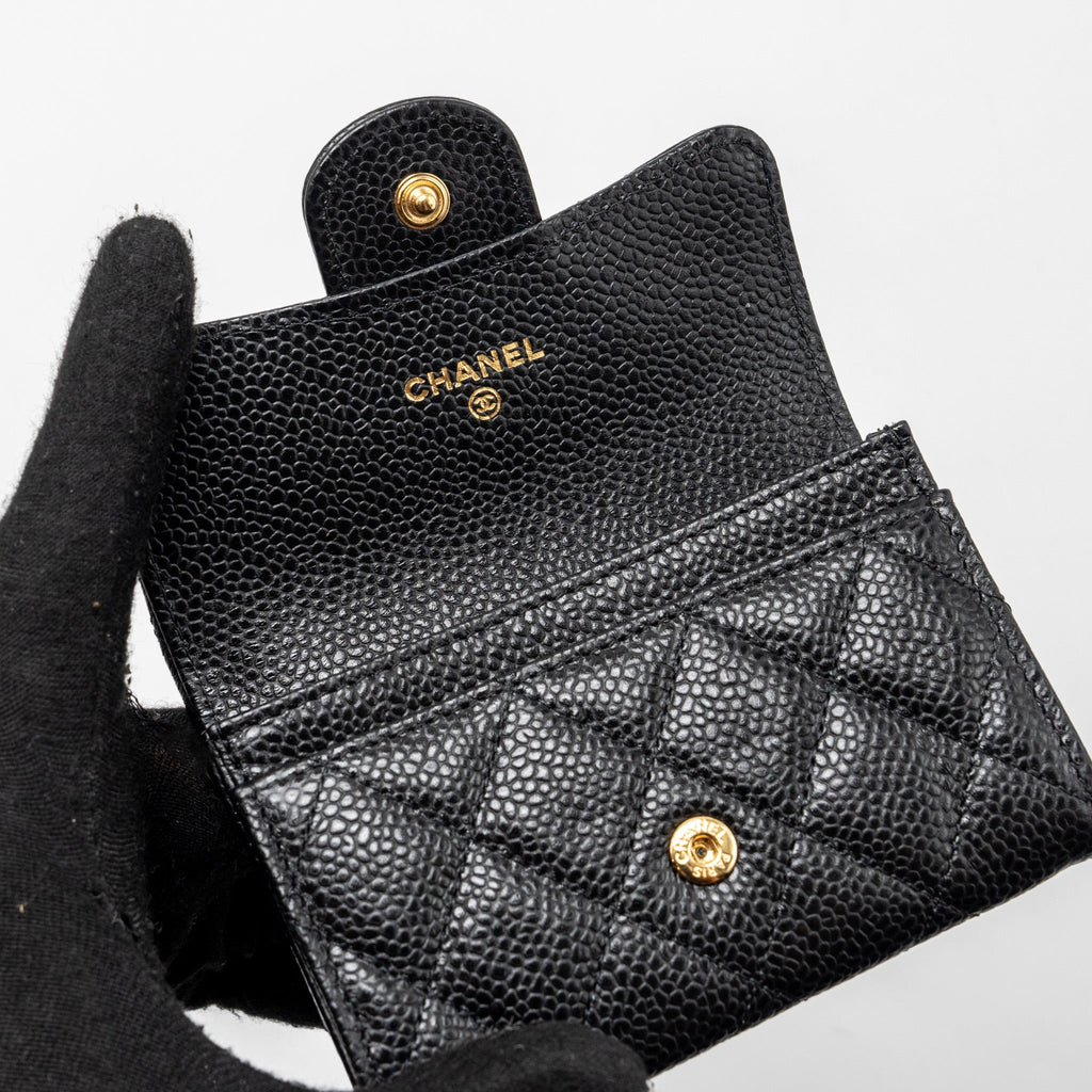 Chanel Classic Flap Card Holder Caviar Black  (Microchip)
