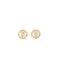 Chanel Round CC Logo Crystal and Pearl Earrings