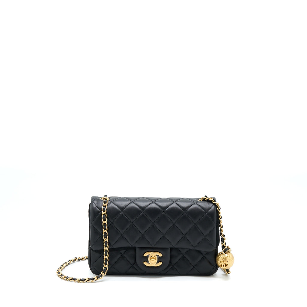 Chanel Pearl Crush Mini Rectangular Lambskin Black With  (Microchip)