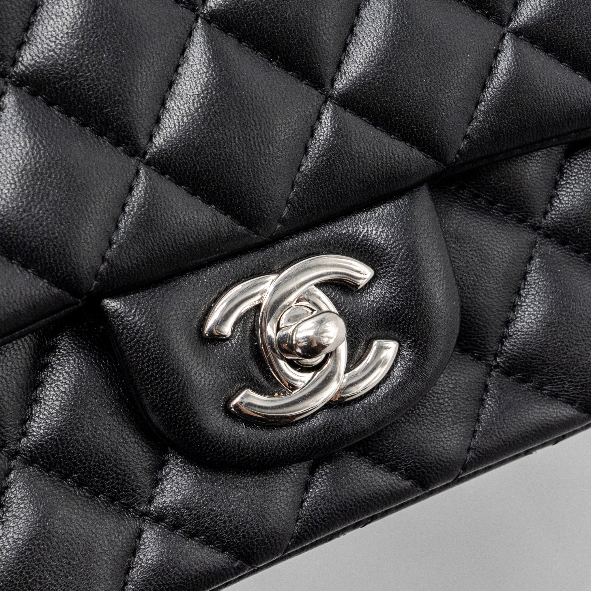 Chanel mini square flap bag lambskin black