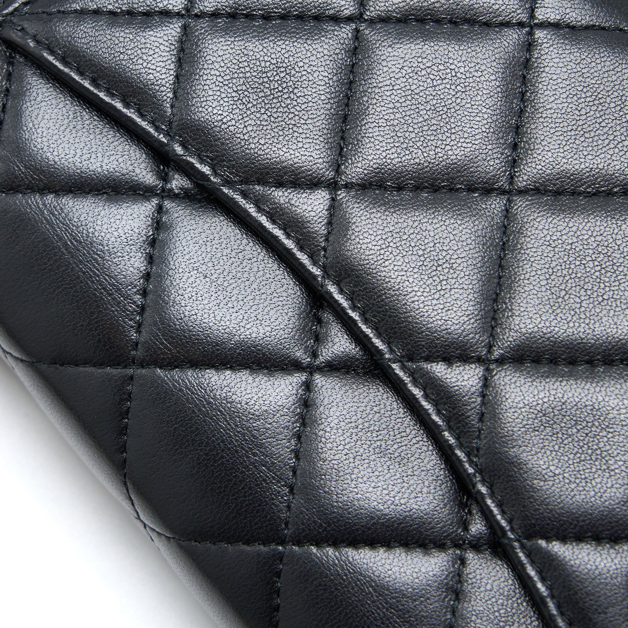 Chanel Detailed Top Handle Wallet on Chain Lambskin Black Brushed  (Microchip)