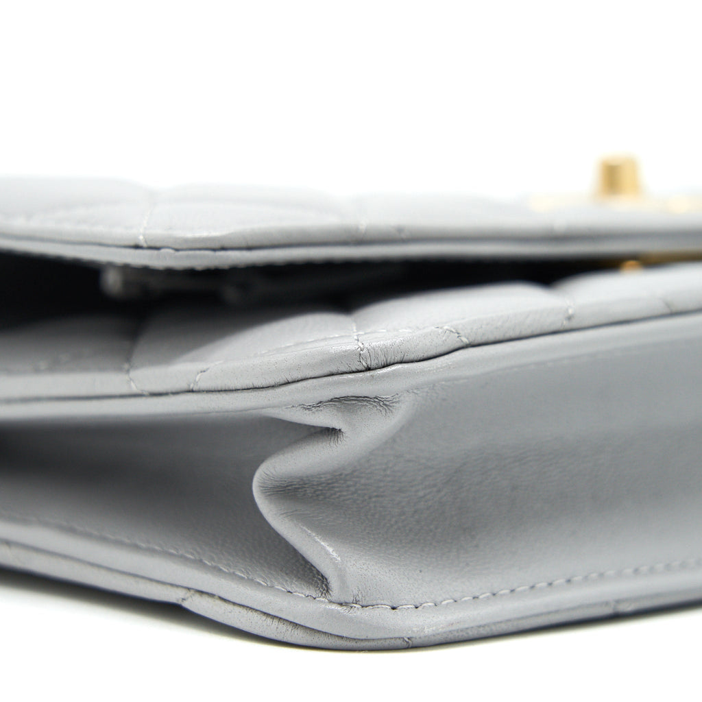 Chanel Pearl Crush Wallet On Chain Lambskin Grey