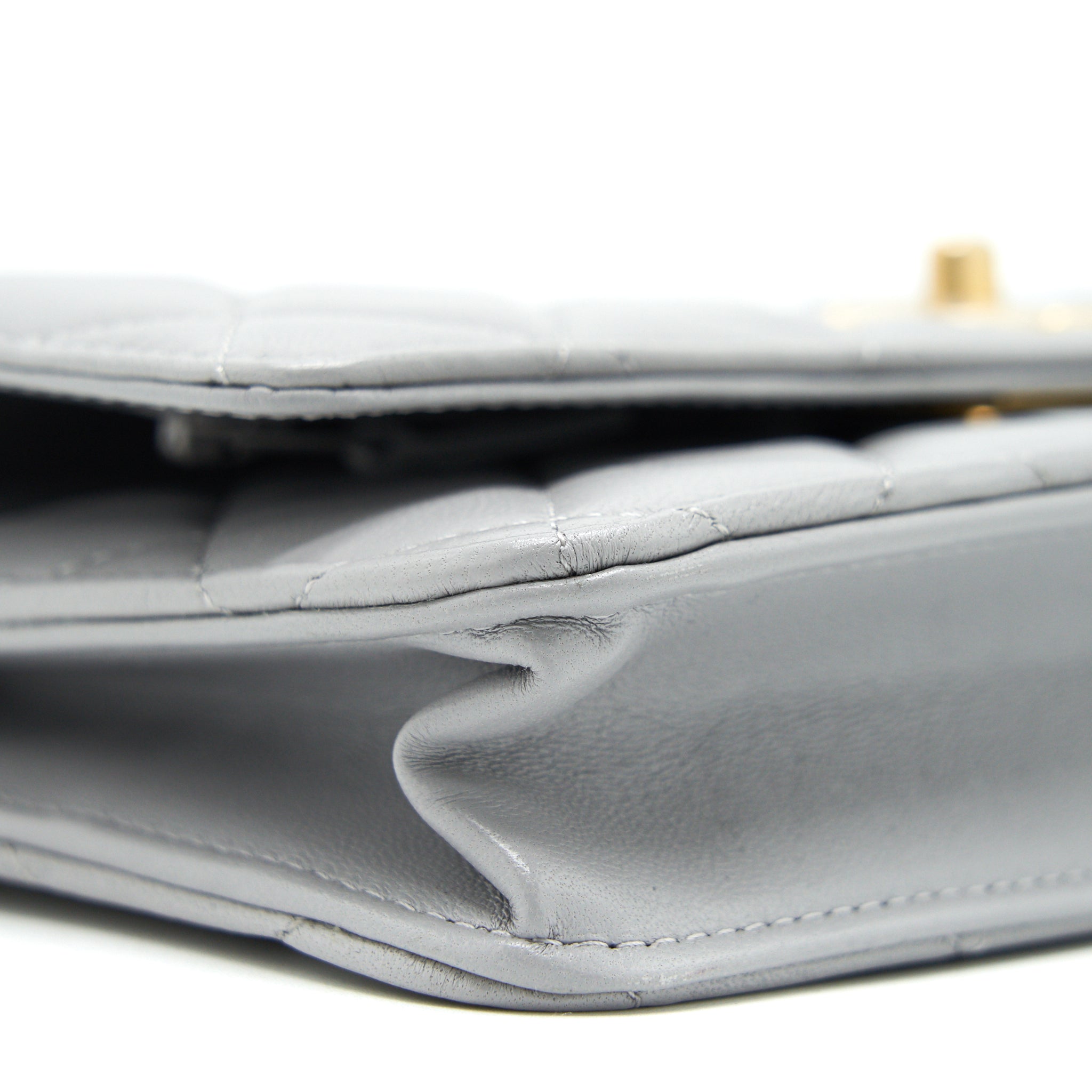 Chanel Pearl Crush Wallet On Chain Lambskin Grey