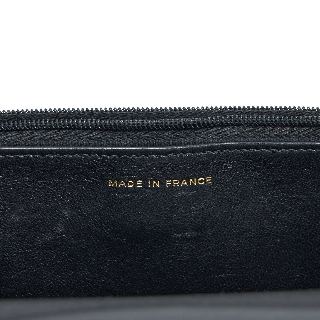 Chanel Detailed Top Handle Wallet on Chain Lambskin Black Brushed  (Microchip)