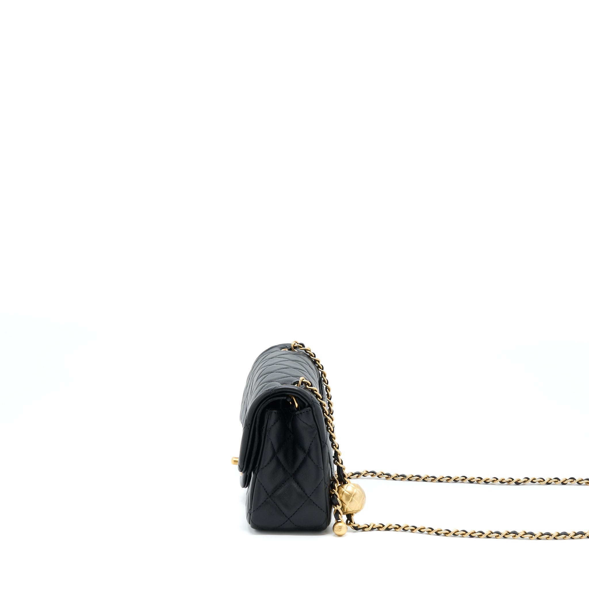 Chanel Pearl Crush Mini Rectangular Lambskin Black With  (Microchip)