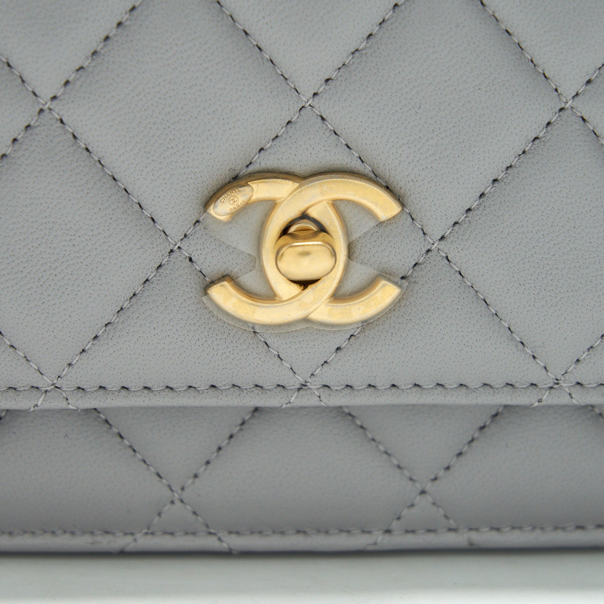 Chanel Pearl Crush Wallet On Chain Lambskin Grey