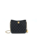 Chanel 22B Pearl Crush Hobo Bag Lambskin Black With  (Microchip)