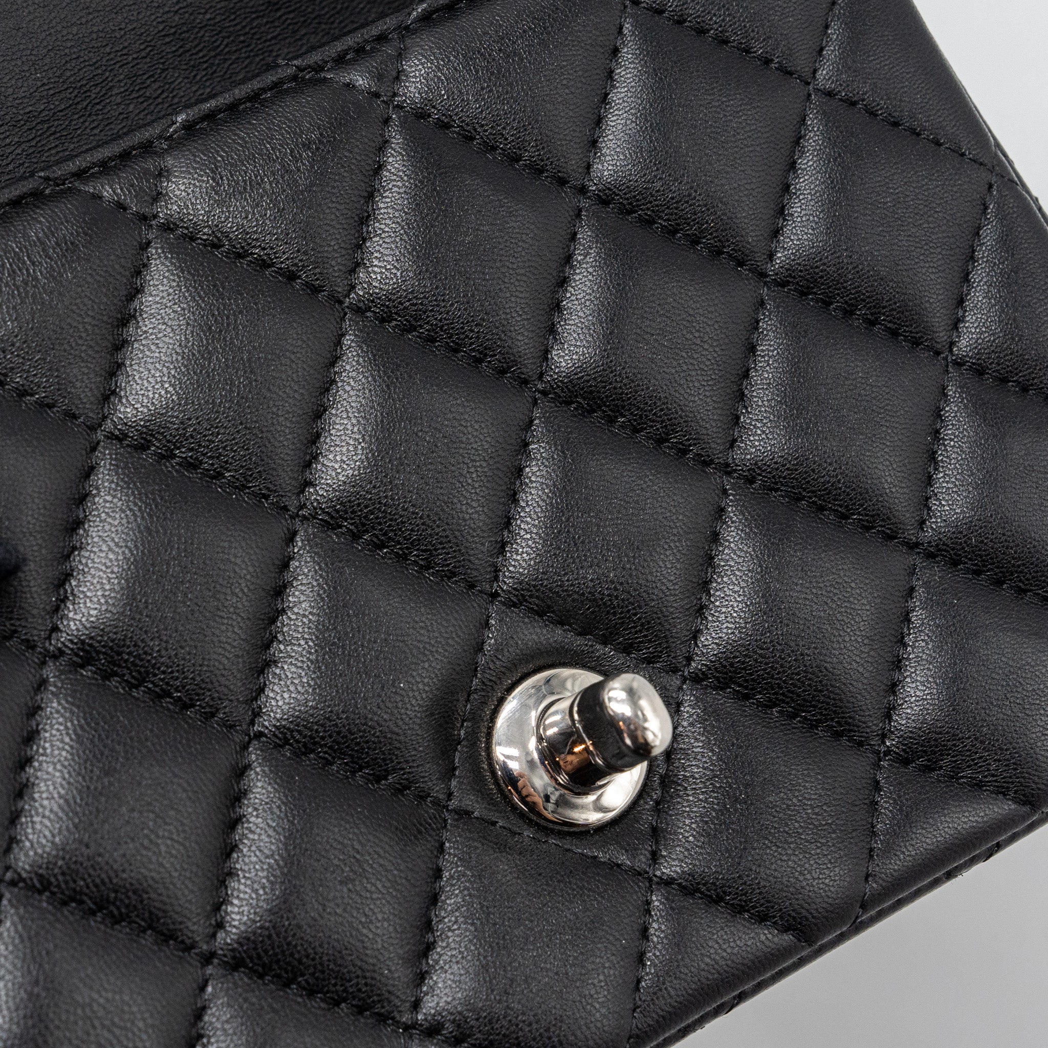 Chanel mini square flap bag lambskin black