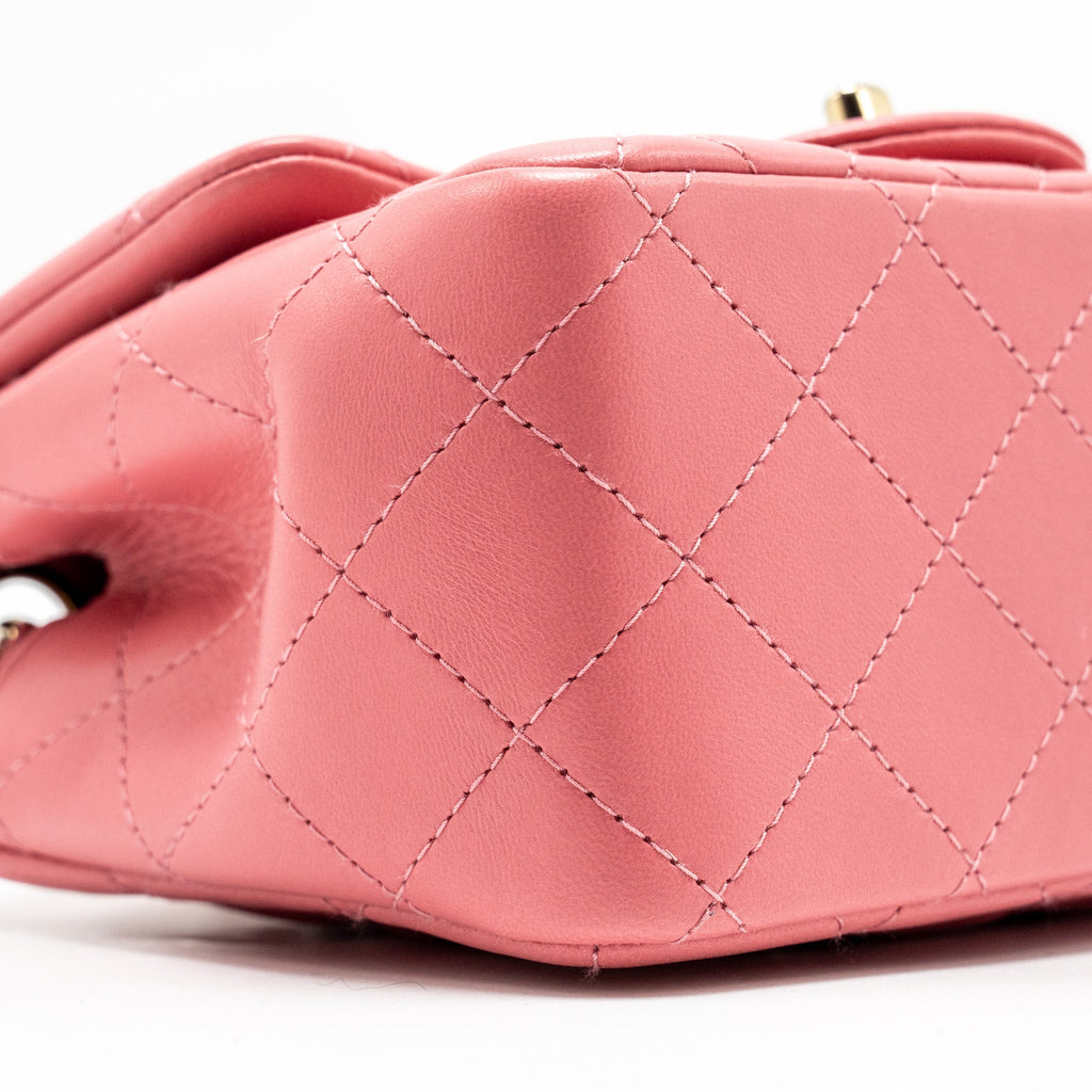 Chanel Mini Square Flap Bag Lambskin PInk L (Microchip)