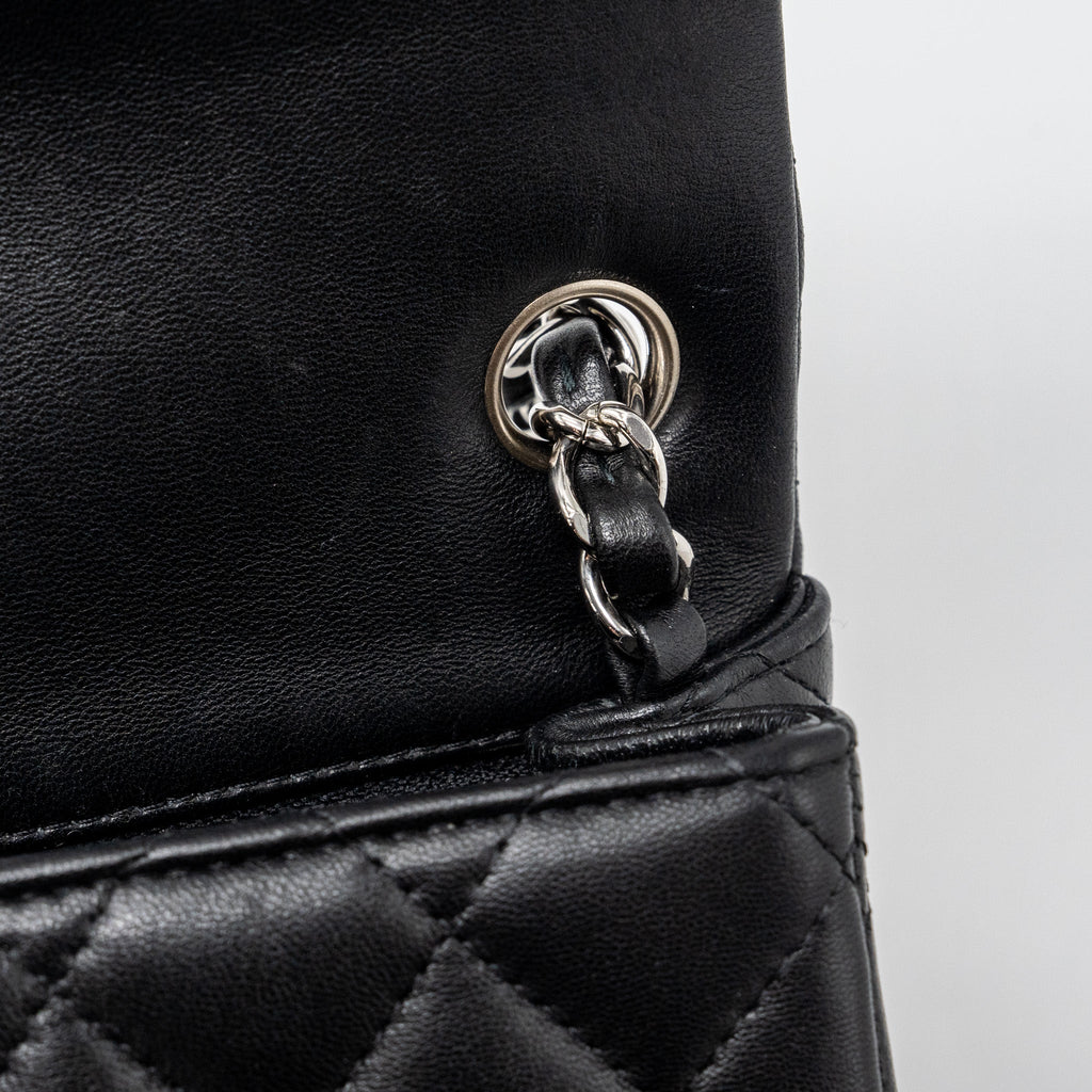 Chanel mini square flap bag lambskin black