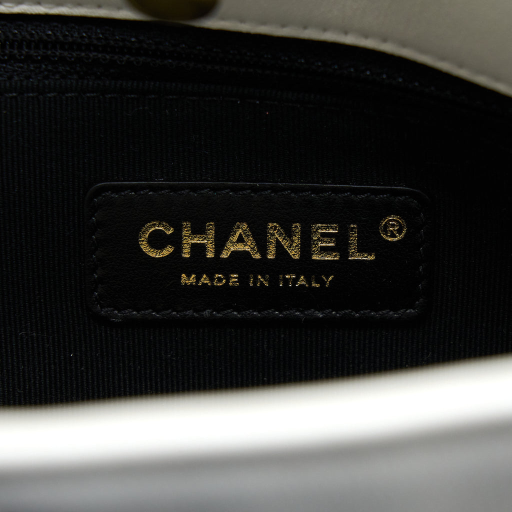 Chanel Tote Bag Quilted Calfskin White Brushed
