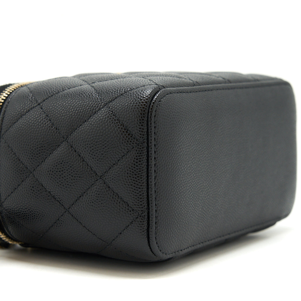 Chanel Caviar Long Vanity case with chain Caviar black L