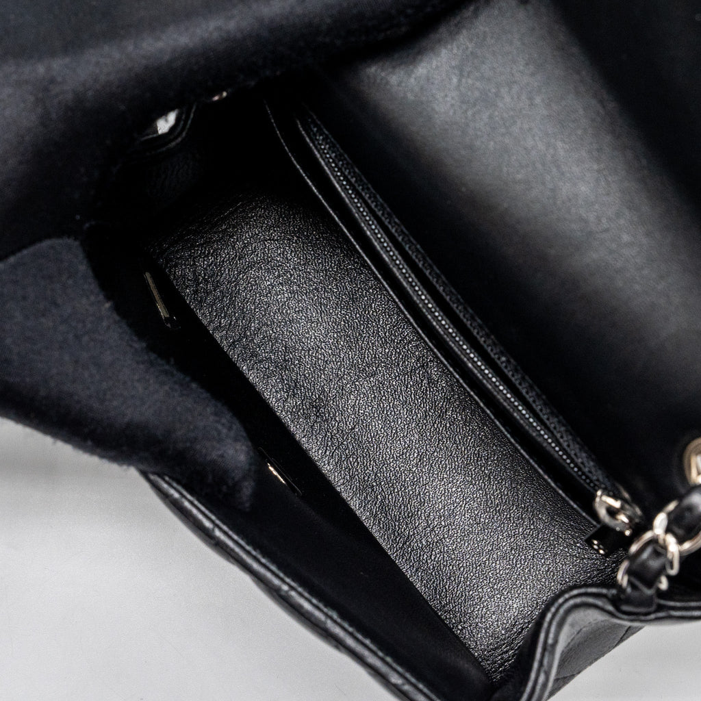 Chanel mini square flap bag lambskin black
