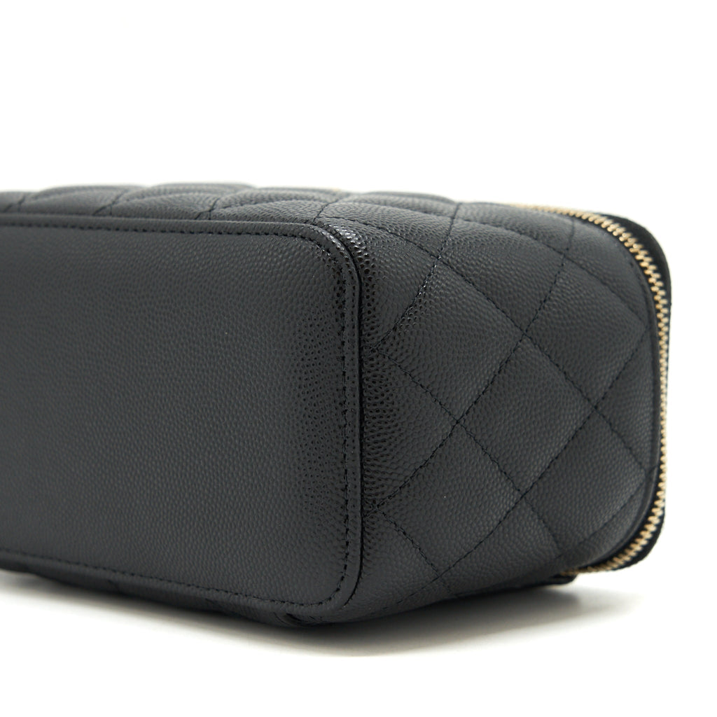 Chanel Caviar Long Vanity case with chain Caviar black L