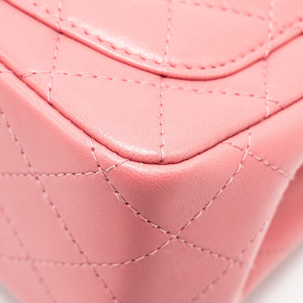 Chanel Mini Square Flap Bag Lambskin PInk L (Microchip)