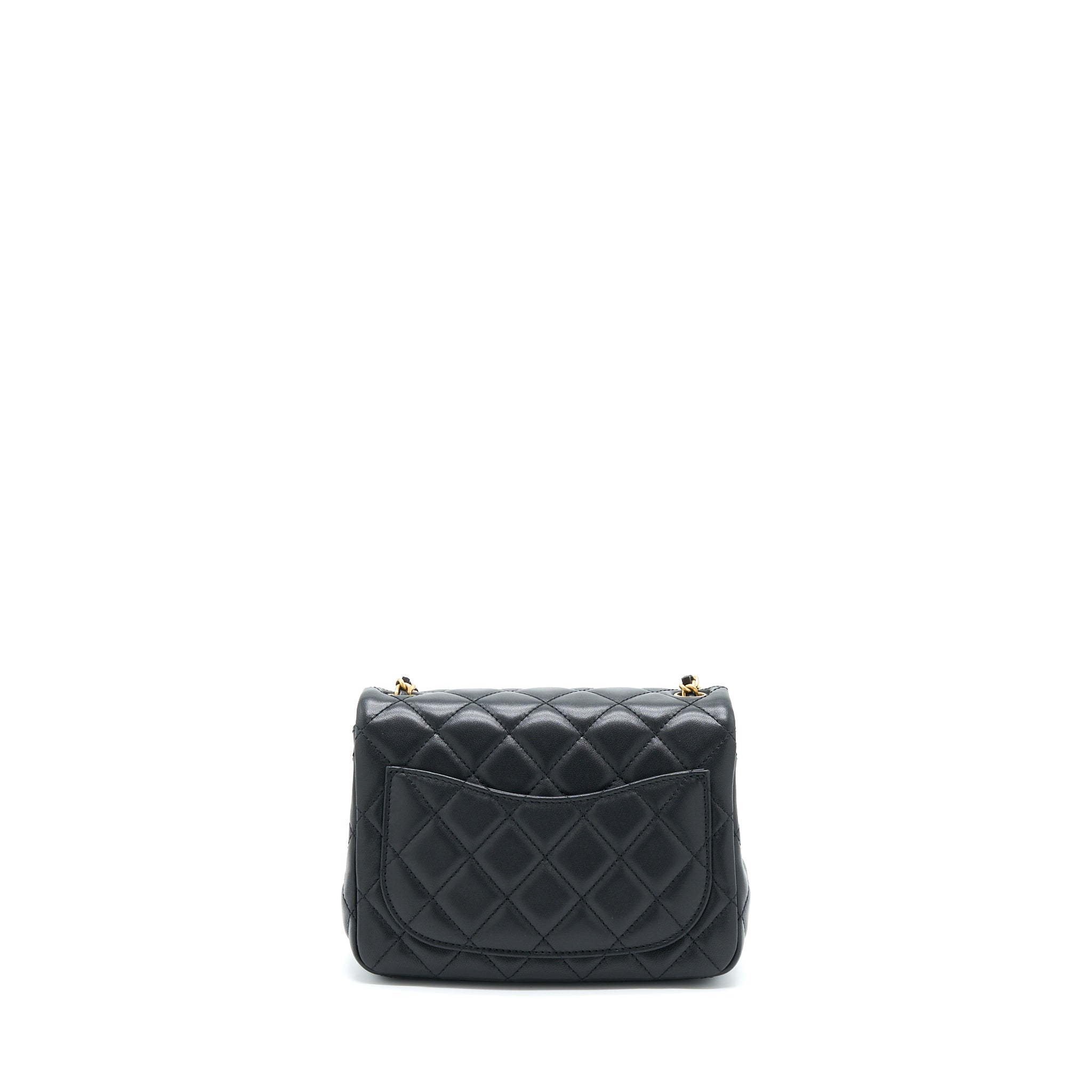 Chanel Pearl Crush Mini Square Flap Bag Lambskin Black  (Microchip)