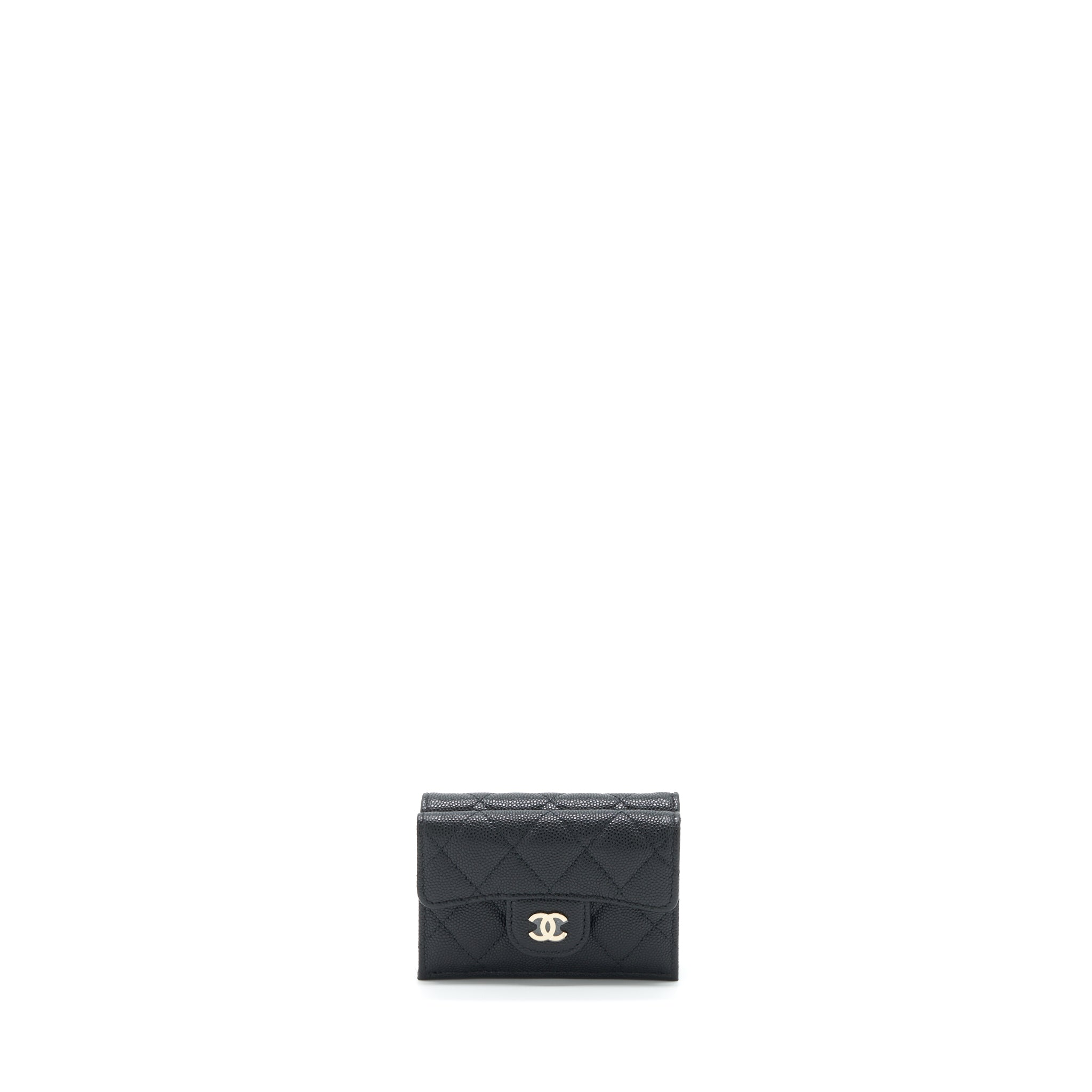 Chanel small compact wallet caviar black L