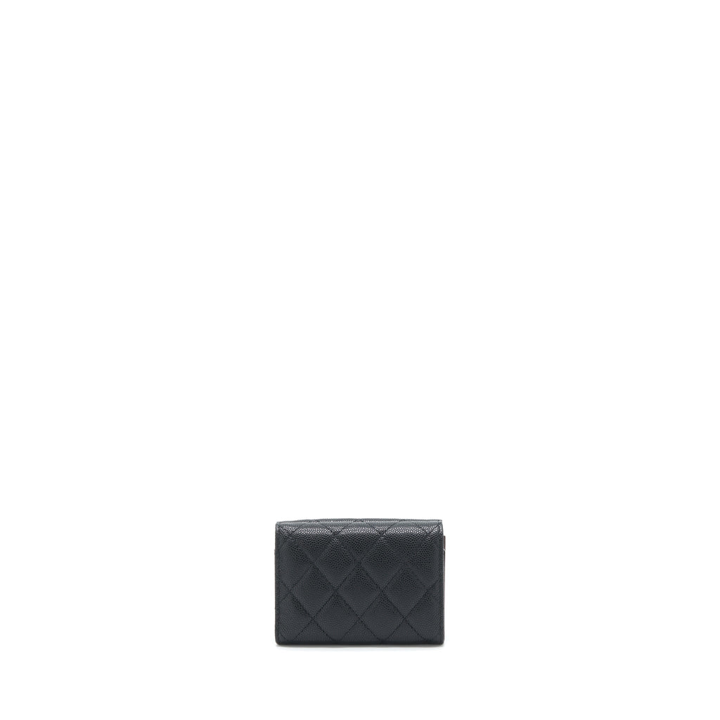Chanel small compact wallet caviar black L