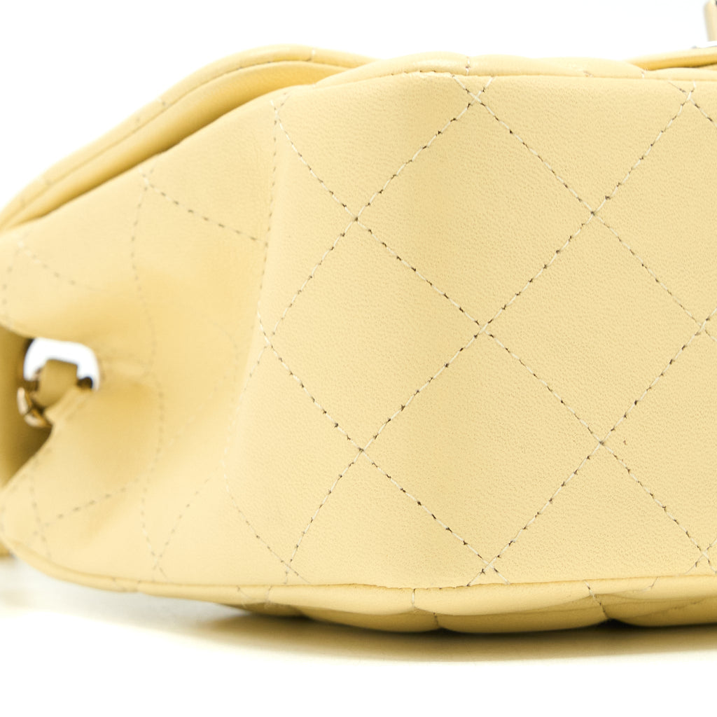 Chanel Mini Square Flap Bag Lambskin Light Yellow L