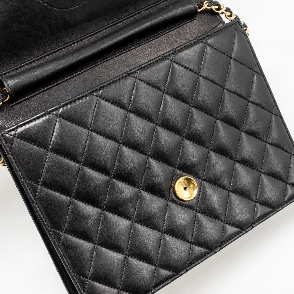 Chanel Vintage Square Flap Chain Bag Lambskin Black
