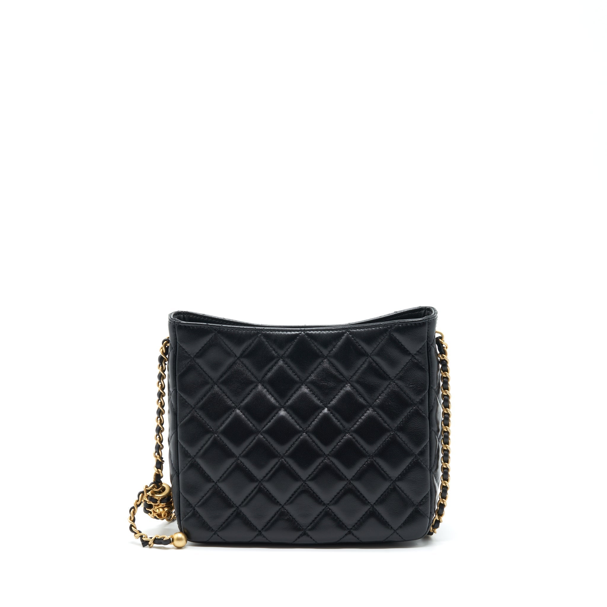 Chanel 22S Pearl Crush Hobo Bag Lambskin Black