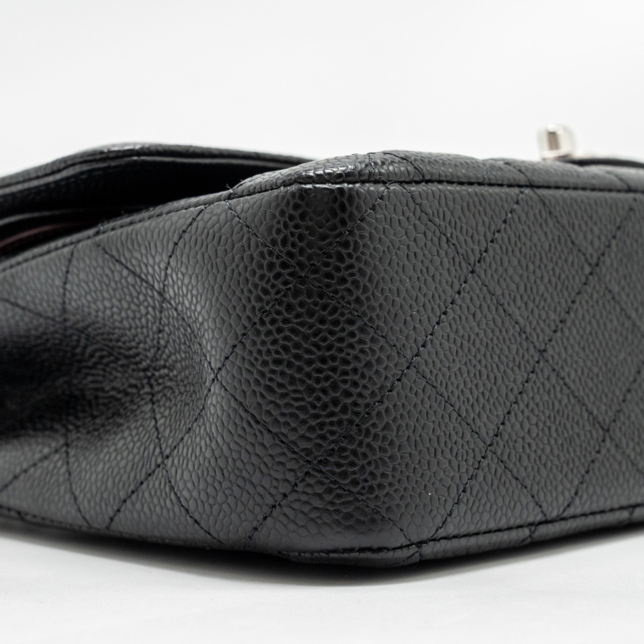 CHANEL Medium Classic Double Flap Bag Caviar Black  (Microchip)