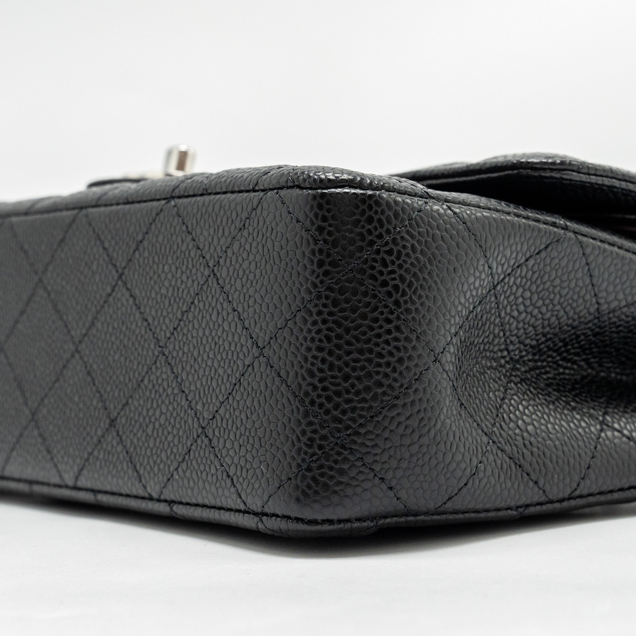 CHANEL Medium Classic Double Flap Bag Caviar Black  (Microchip)