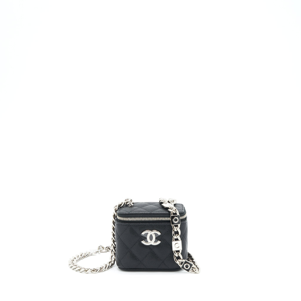 Chanel 22S mini vanity with giant chain caviar black with