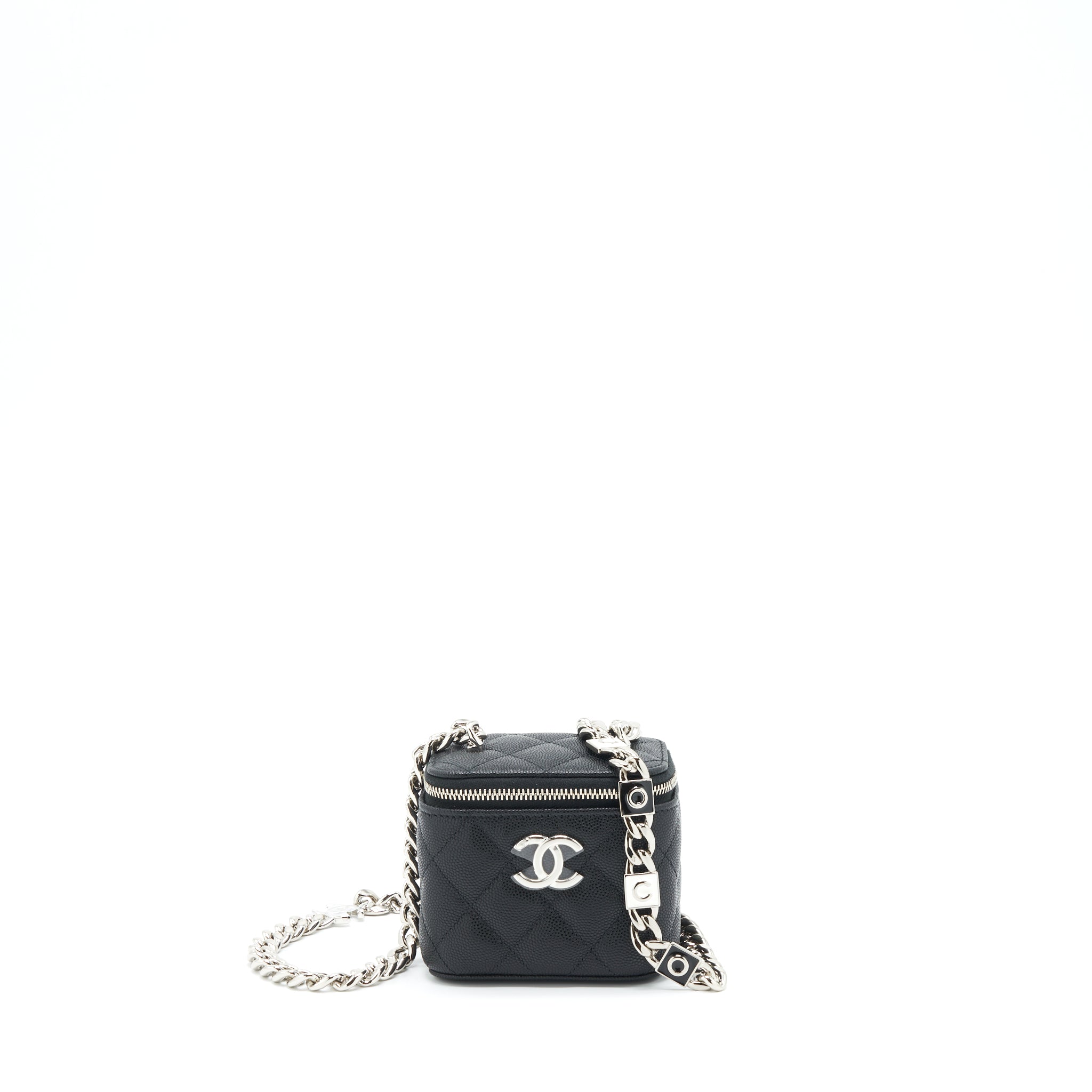 Chanel 22S mini vanity with giant chain caviar black with