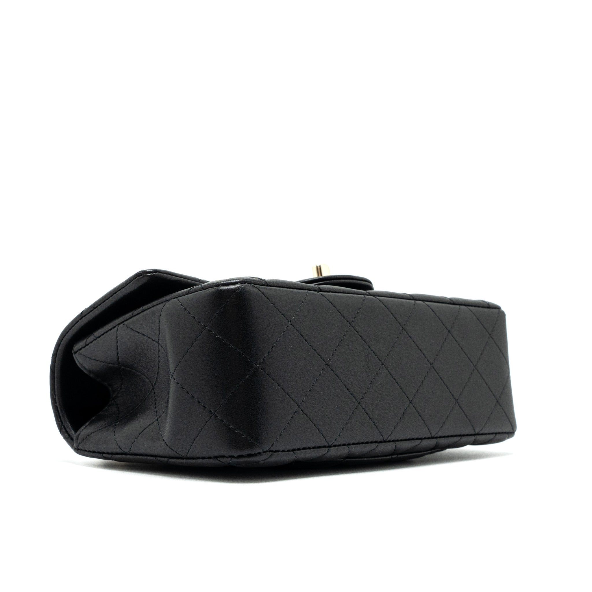 Chanel Top Handle Mini Rectangular Flap Bag Lambskin Black L (Microchip )