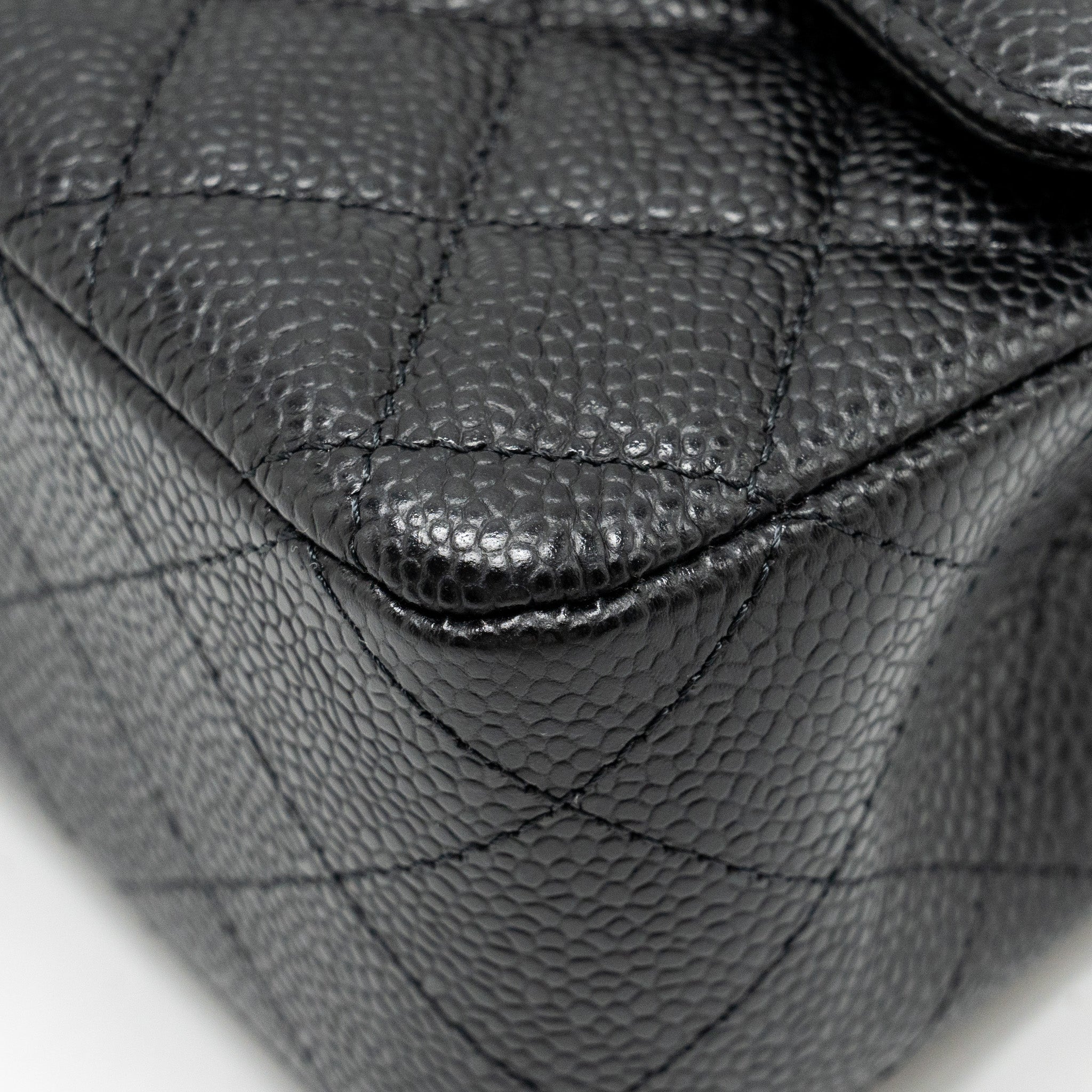 CHANEL Medium Classic Double Flap Bag Caviar Black  (Microchip)