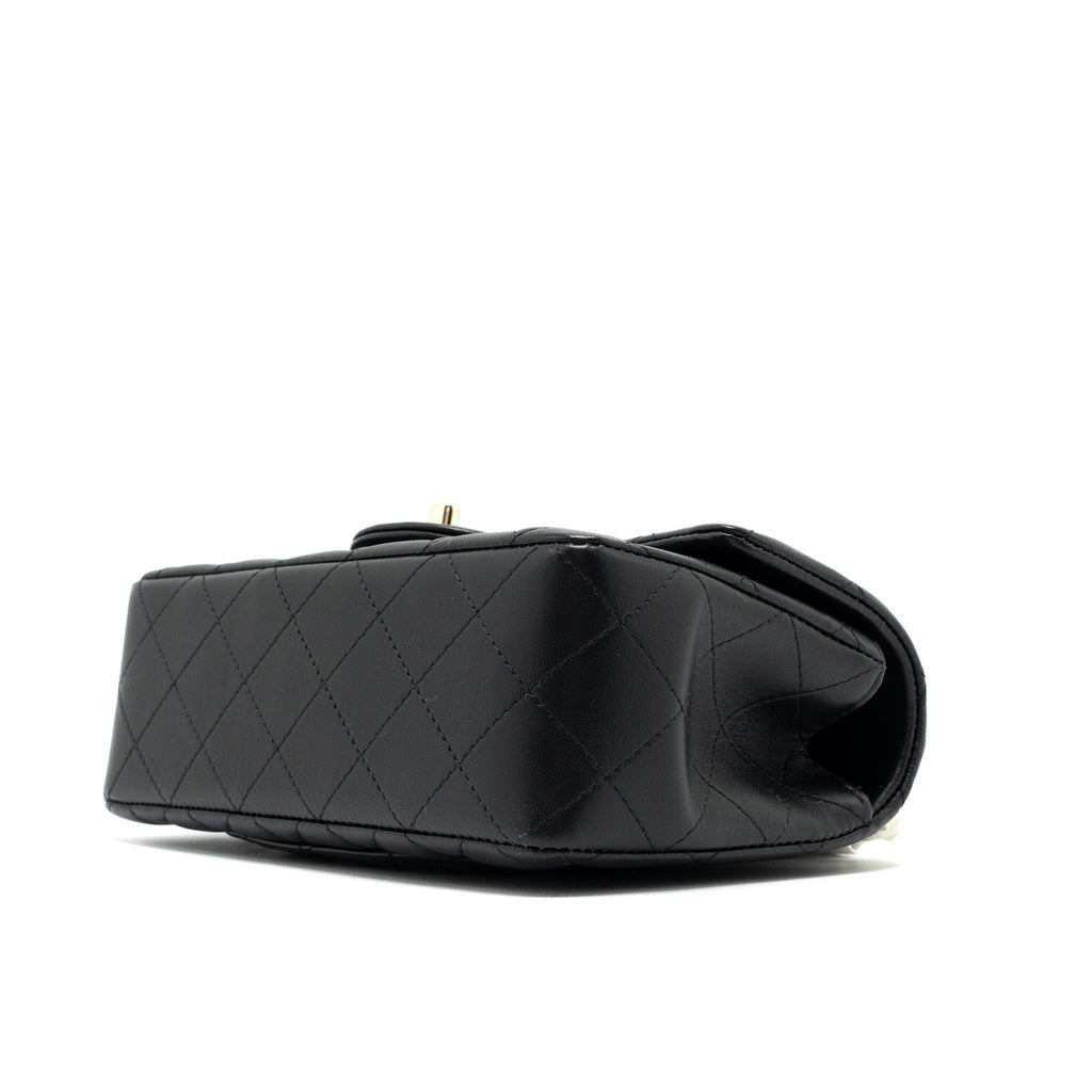 Chanel Top Handle Mini Rectangular Flap Bag Lambskin Black L (Microchip )