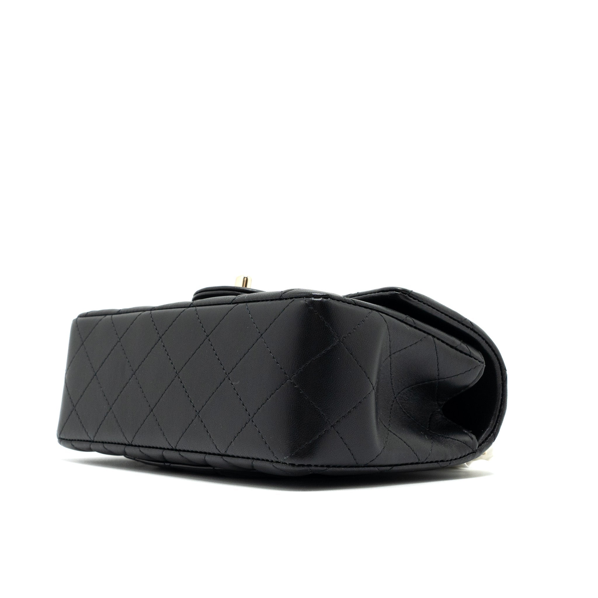 Chanel Top Handle Mini Rectangular Flap Bag Lambskin Black L (Microchip )